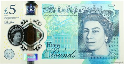 5 Pounds England 2015 P394 B762401 Banknotes