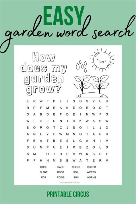 Garden Word Search Printable Printable Word Searches