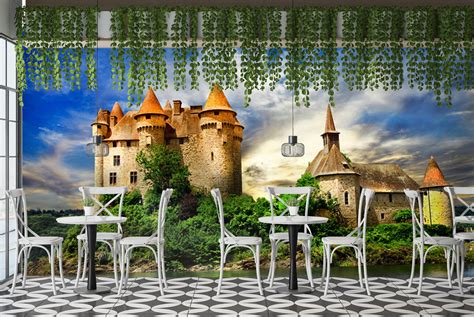 French Castle Wall Mural Chateau De Val Wallpaper Bedroom Photo Home Decor