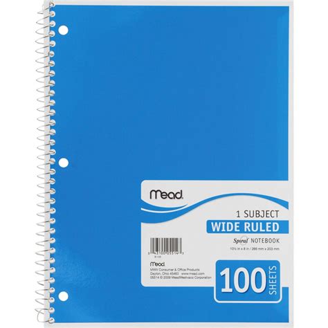 Mead Spiral Bound Wide Ruled Notebooks Icc Business Products Office