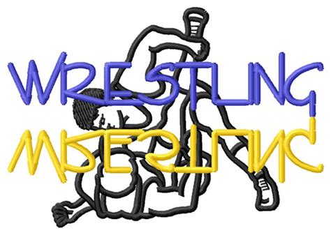 Wrestling Text With Wrestlers Machine Embroidery Design Embroidery