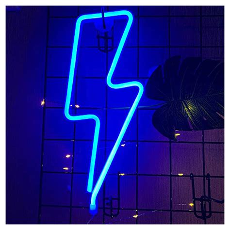 Buy Enuoli Lightning Bolt Neon Light Blue Neon Light Signs Neon Lights For Walls Usb Battery