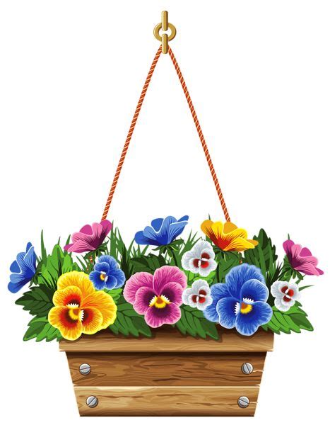 Hanging Box With Violets Png Clipart Picture Canastas