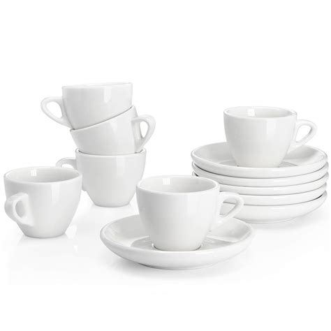 Buy Sweese 401 001 Porcelain Espresso Cups With Saucers 2 Ounce Set