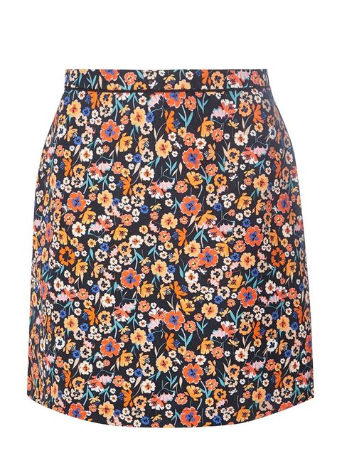 Black And Pink Floral A Line Skirt Skirts Clothing Flower Print