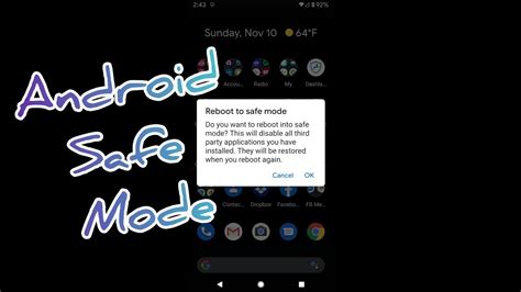 As soon as the google logo appears on the screen start holding the volume down. How To Put Your Pixel 2XL And Android Phones Into Safe Mode - YouTube