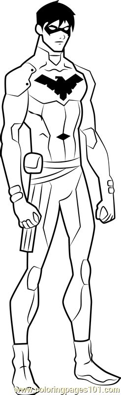 Nightwing Coloring Page for Kids - Free Young Justice Printable