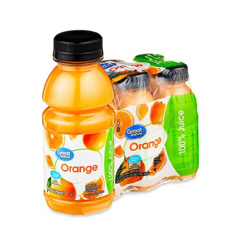 Great Value 100 Orange Juice 10 Fl Oz 6 Count