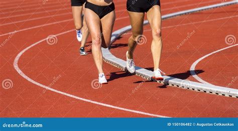 Close Up Of Runners Feet On The Track Field Stock Photo Image Of