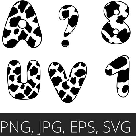 Cow Print Font SVG Cow Print Pattern Alphabet Letters Etsy UK