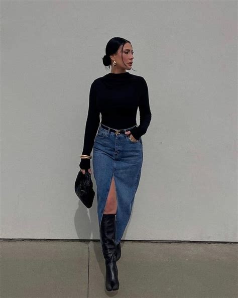 How To Style A Denim Maxi Skirt — 10 Stylish And Trendy Outfit Ideas May The Ray Winter