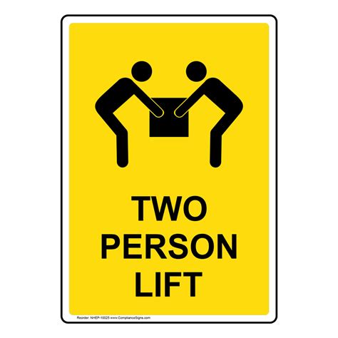 Vertical Sign Manual Lifting Back Belts Two Person Lift