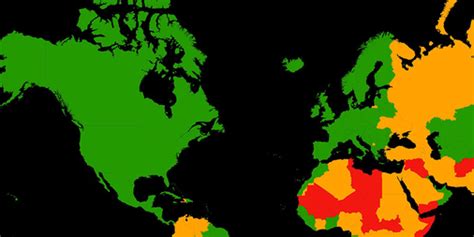 Map Of The Most Dangerous Countries For Tourists To Visit Business