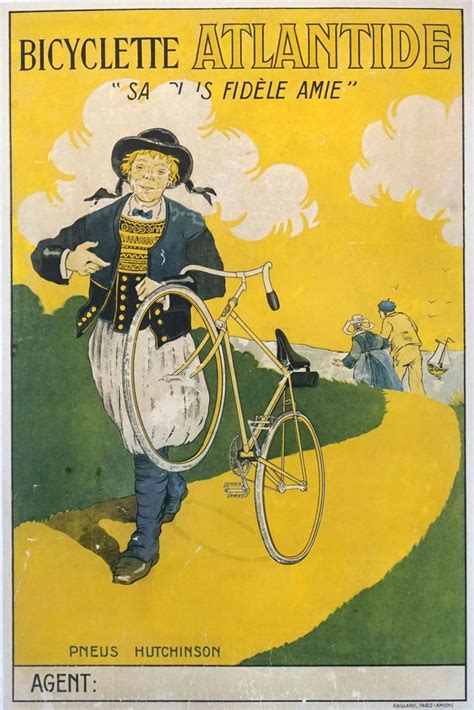 French Vintage Advertising Poster For ‘bicyclette Atlantide C1900s