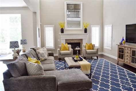 Yellow Navy And Grey Living Room