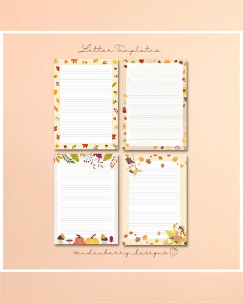 Autumn Set — Letter Templates Envelope Endenberry Designss Ko Fi