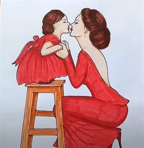 How To Draw Mother And Daughter Love With Pencil Mother And Daughter Drawing Drawings Mom