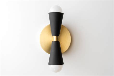 Black Gold Sconce Mid Century Wall Sconce Cone Wall Light Etsy Canada