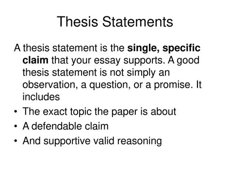 Thesis Statements Topic Sentences Transition Sentences And Body