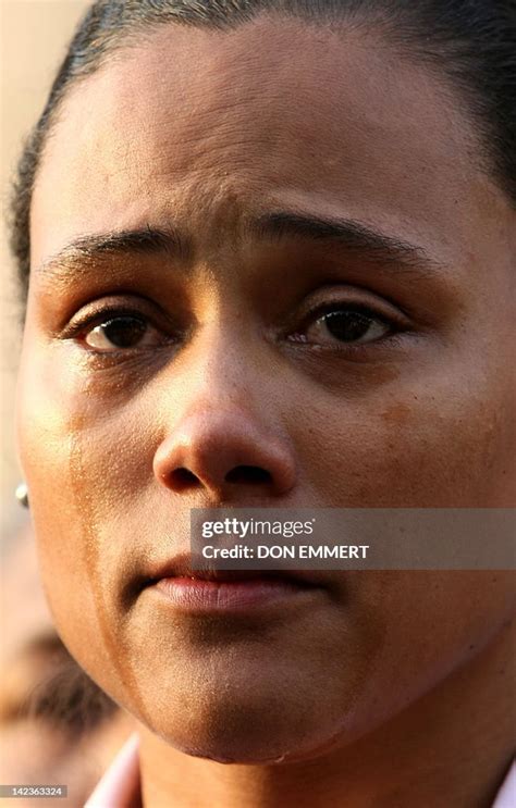 Track Star Marion Jones Talks To Reporters With Tears In Her Eyes News Photo Getty Images