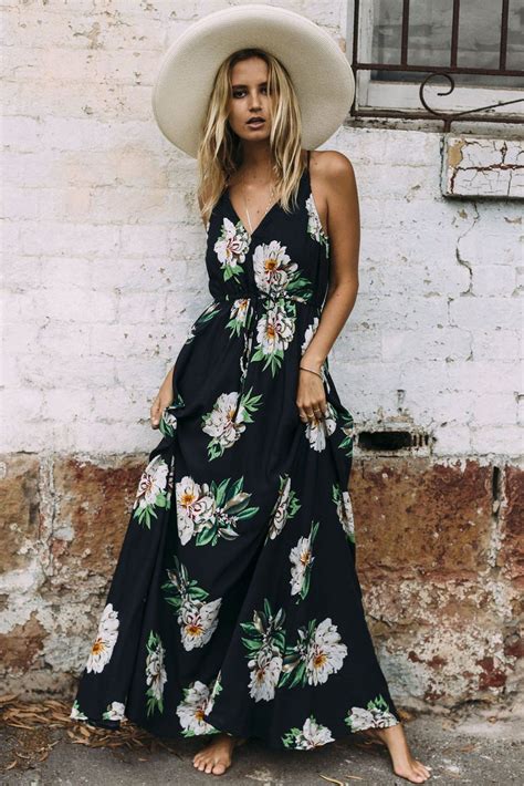 The Floral Touch Plunging Neck Maxi Dress Maxi Dress Womens Maxi Dresses Dresses
