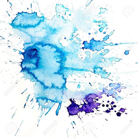 Splash Grunge Stained Blue Watercolor Art Background Isolated Stock