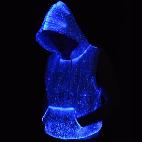 Fiber Optic Sleeveless Hoodie Light Up Clothes Fiber Optic Hoodie