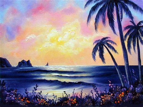 Beach At Sunset Painting At Explore Collection Of