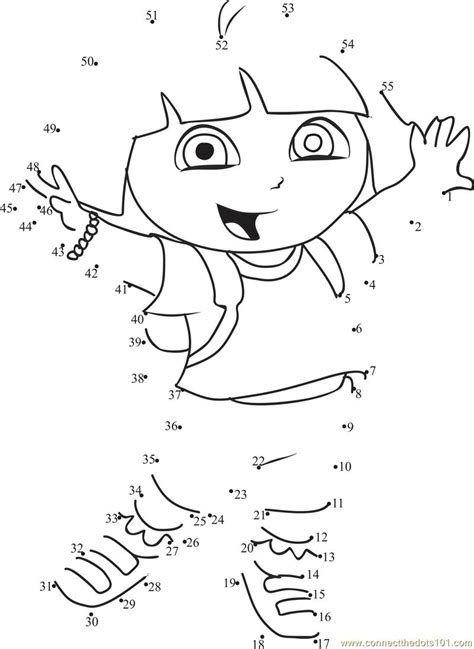 Happy Dora Dot To Dot Printable Worksheet Dot Worksheets Animal