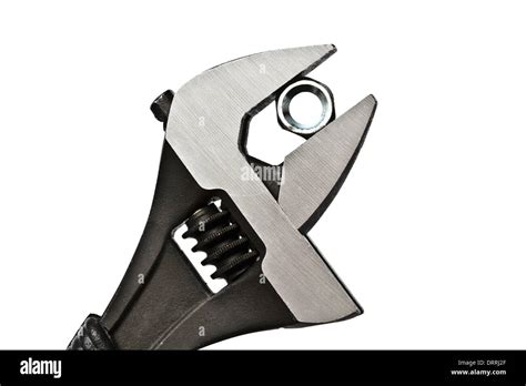 Adjustable Wrench And Nut Stock Photo Alamy