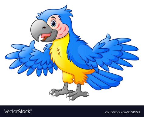 Cute Parrot Cartoon Royalty Free Vector Image Vectorstock Parrot