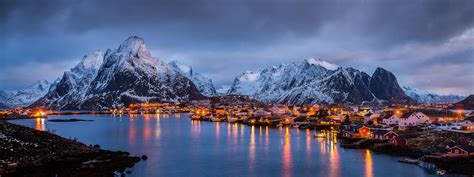 Lofoten 노르웨이 유럽 겨울 아침의 마법의 섬 4k 배경화면 다운로드