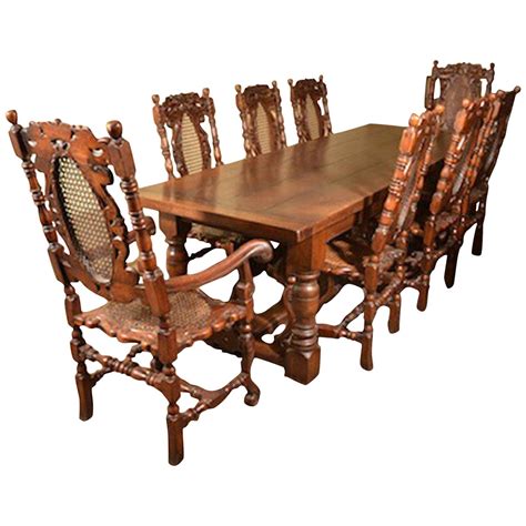 Oak Dining Table 8 Chairs Large Pippy Oak Dining Table And Chairs