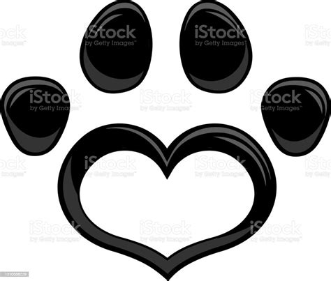 Black Love Paw Print Logo Flat Design Stock Illustration Download