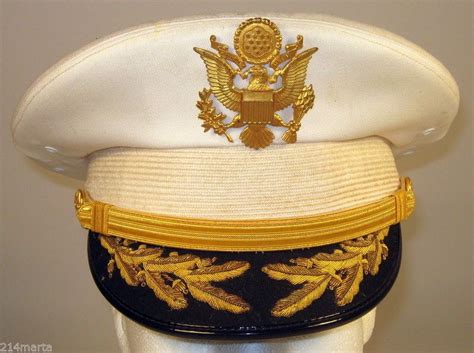 Us Army Male Field Officer Dress Whites Hat Cap With