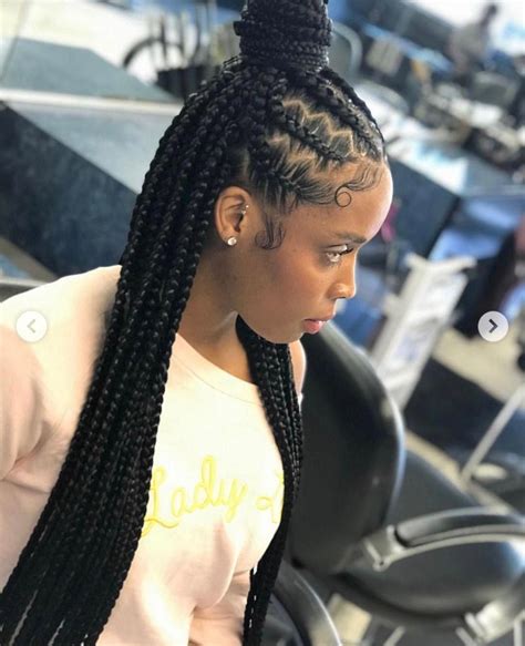 Different Look On Half Up Half Down Feed In With Box Braids 🤩 Love The