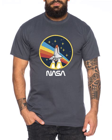 Nasa Retro Mens T Shirt Astronaut Space Rocket Moon Insignia Space