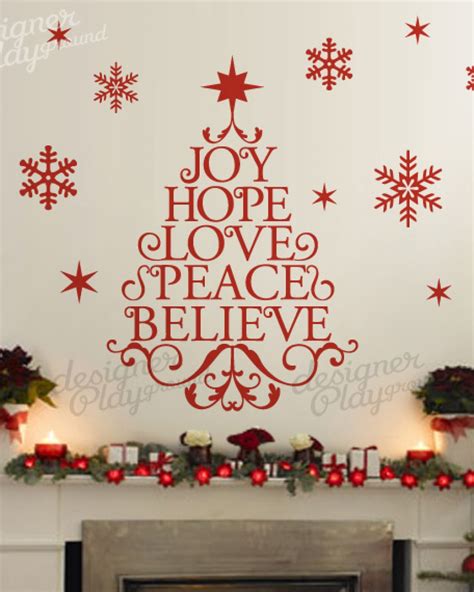 Joy Hope Love Peace Believe Christmas Tree Decal