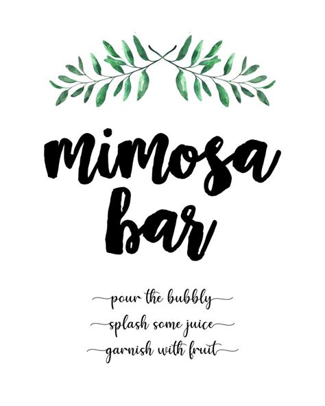 Free Mimosa Bar Printables Printable World Holiday