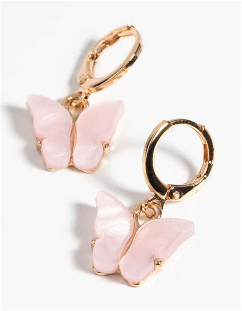 Light Pink Butterfly Earrings Half Online