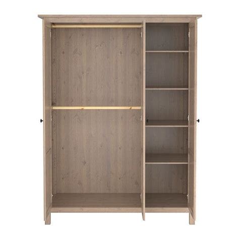 In the spirit of renewal, clear out unwanted clothes and reorganise your wardrobe from top to bottom. Ikea HEMNES Wardrobe with 3 doors, gray-brown Inside view ...