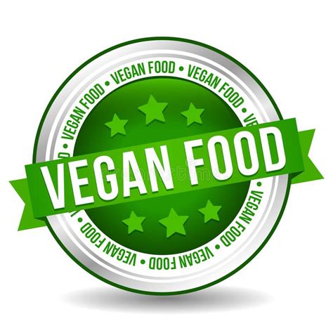 Vegan Food Badge Online Button Banner With Ribbon Stock