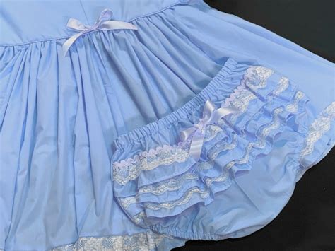 Adult Baby Sissy Littles Abdl Blue Cloud Dress And Diaper Etsy