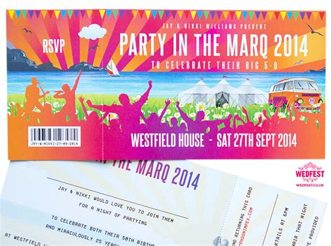 Festival Birthday Party Invites Wristbands And Lanyards Wedfest