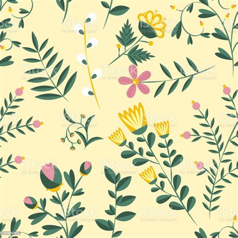Vector Flower Pattern Seamless Botanic Texture Spring Floral Background