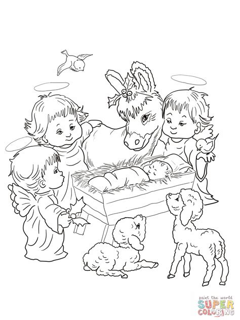 Printable Nativity Animals Nativity Animals Colouring Pages Angel