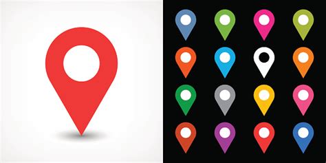 Color Map Pin Sign Location Icon With Drop Shadow Stock Illustration