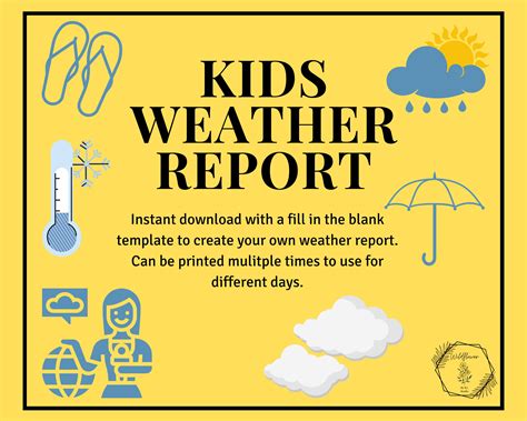 Kids Weather Report Template Etsy