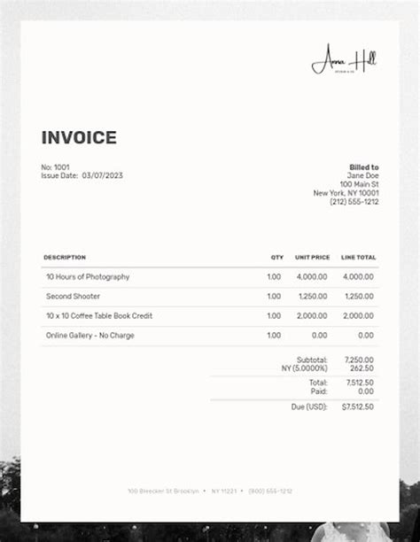 Photography Invoice Template Invoice Design Receipt Template Ms