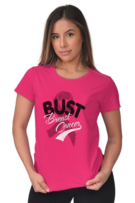 bust breast cancer pink ribbon womens t shirt ladies tee brisco brands